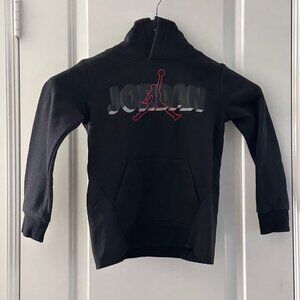 Jordan Kids Black Hoodie With Red Jumpman Logo & Kangaroo Pocket Size 4-5 Yrs Co